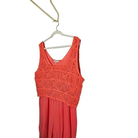 Indio‎ Collective Coral Crochet Long Pants Jumpsuit Sleeveless Pull On Gauzy XL - Picture 7 of 13